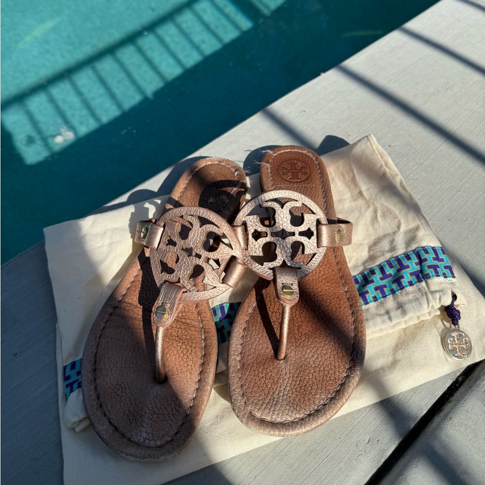 Tory Burch Tan Leather Thong Sandals